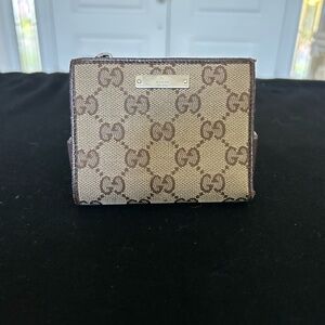 Signature Gucci Brown Leather Coin Wallet